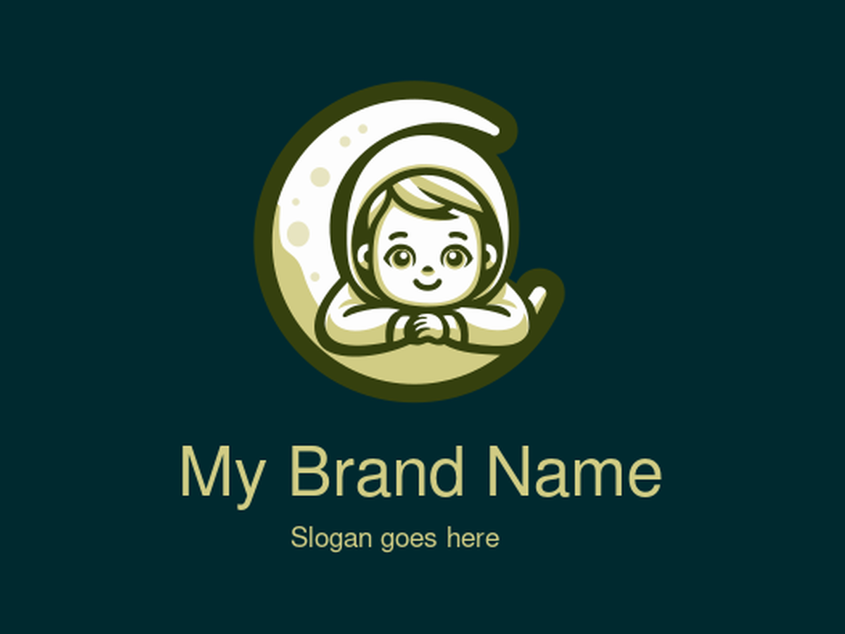 Crescent Moon with Child Logo Design for Imaginative Education and Childcare Brands
